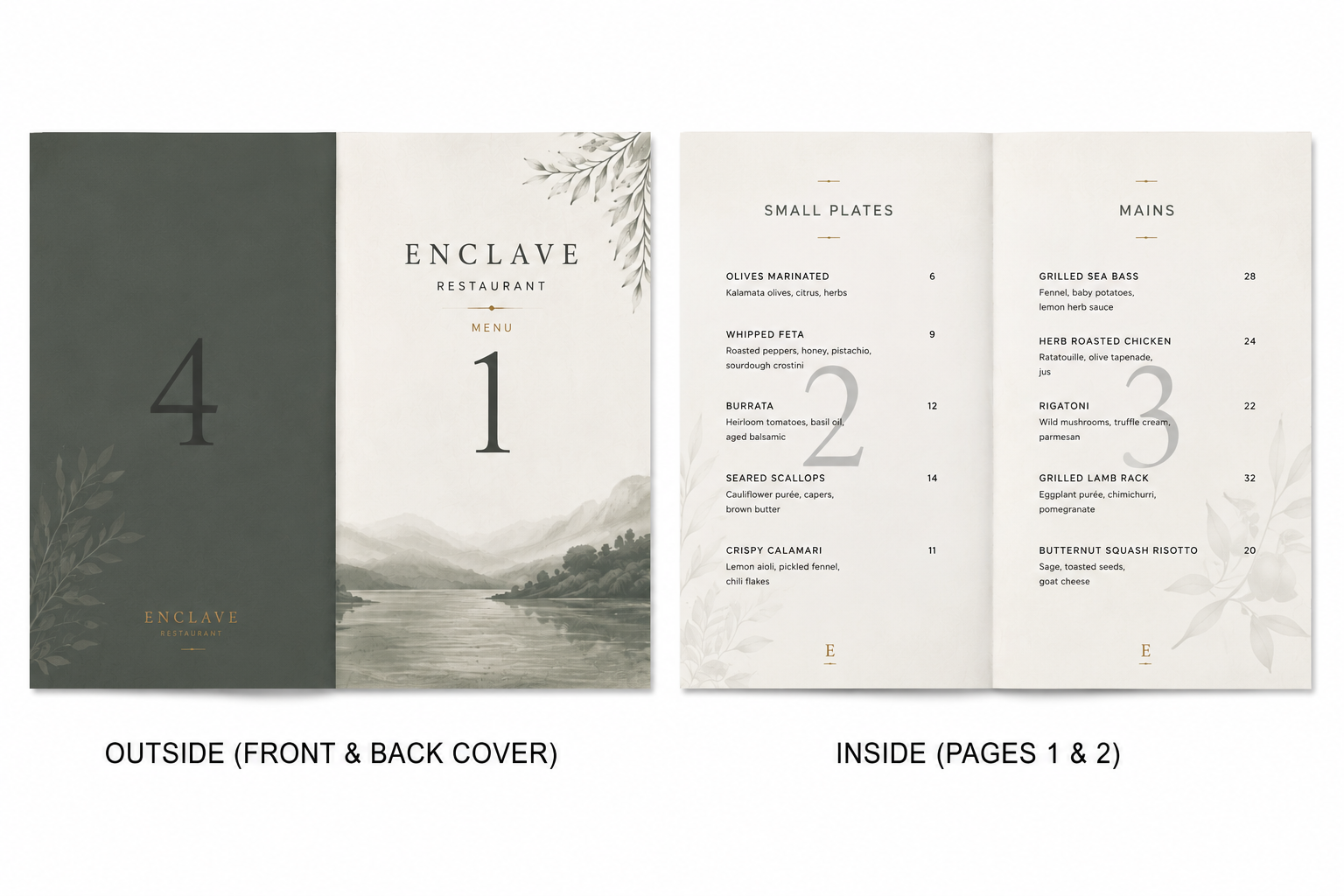 Half-fold leaflet: back and front cover on the outer spread, inside pages on the inner spread