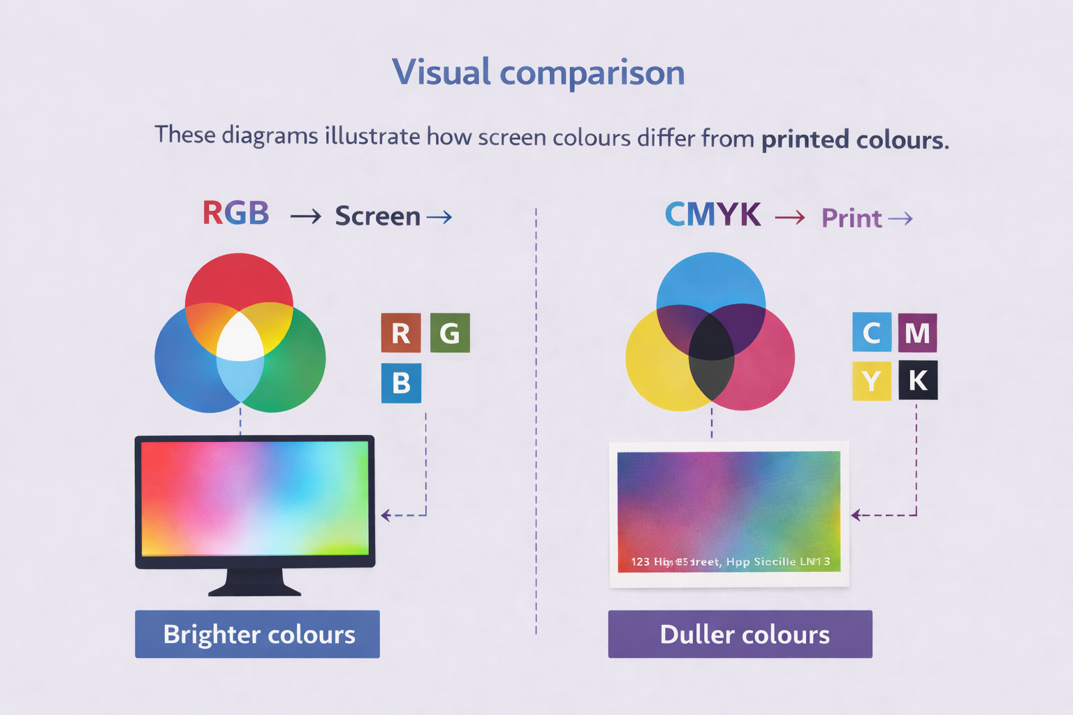RGB vs CMYK colour comparison
